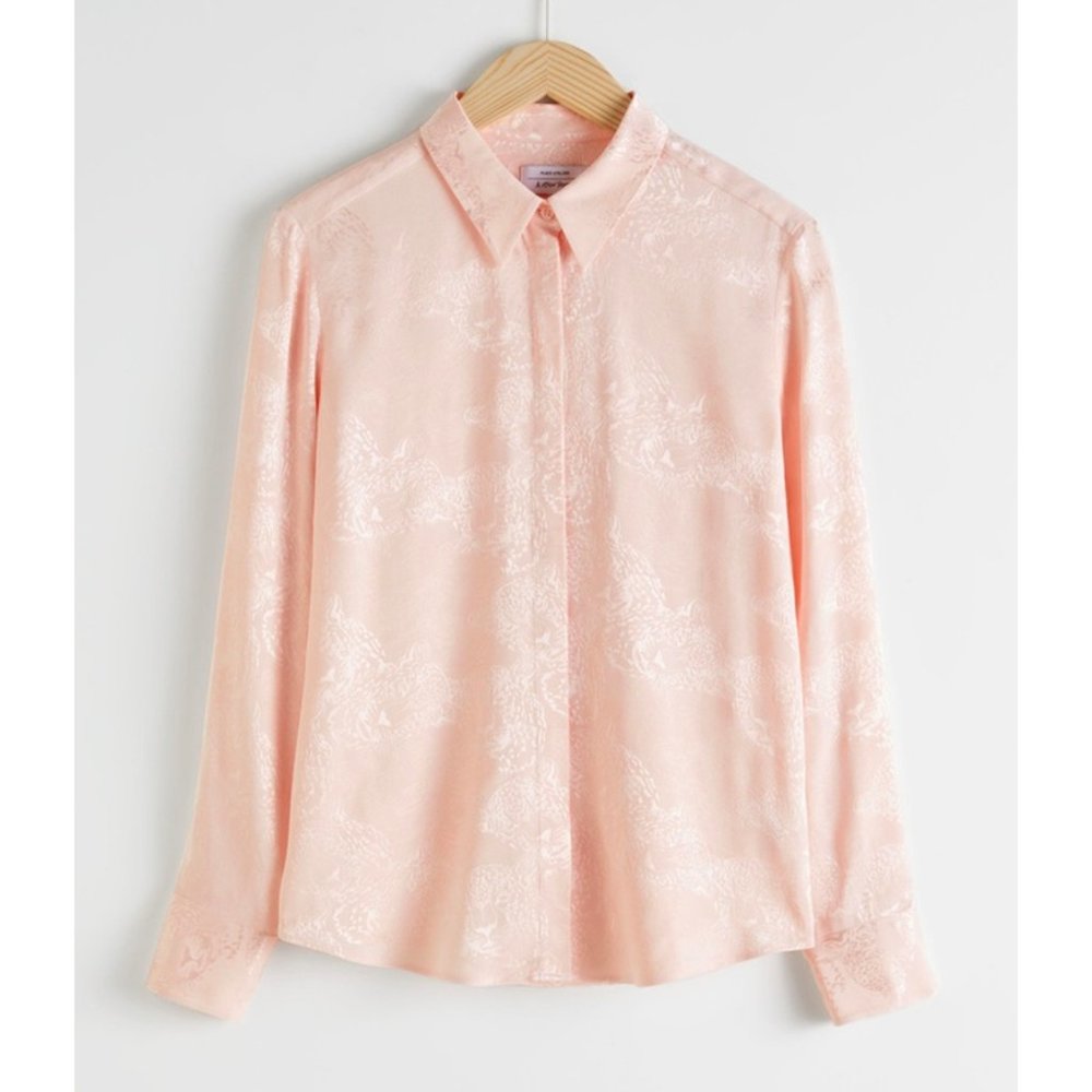 & OTHER STORIES | Flowy Leopard Jacquard Shirt in Pink/Peach (sz 10)
